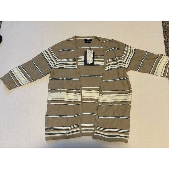 NWT BACK NUMBER Japan Cardigan Sweater‎ 3/4 Sleeve White Beige Pockets sz.M
